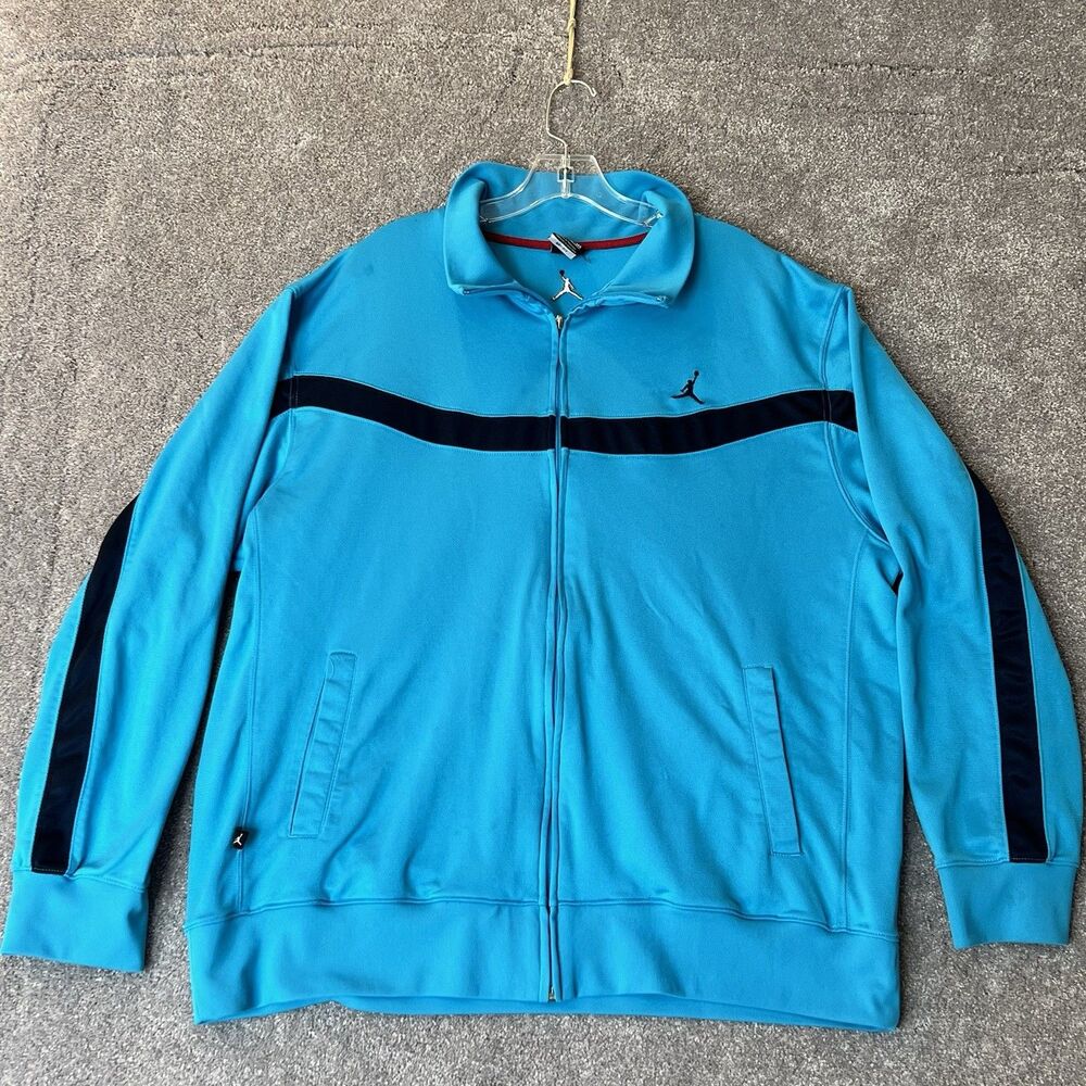 Nike Air Jordan Dri-Fit Track Jacket Mens XXL Blue Black Full Zip Warmup Flaw